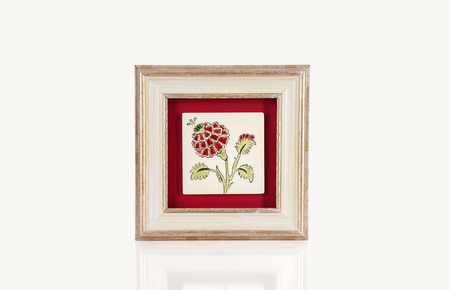 Red rose painted on a small decorative wall hanging